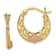 14K Yellow Gold and 14K Rose Gold Diamond-Cut 11/16" Flowers Hoop Earrings