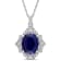 Lab Created Blue Sapphire and White Diamond 10k White Gold Pendant With
Chain 4.32ctw