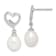 Rhodium Over Sterling Silver 7-8mm Rice Freshwater Cultured Pearl Cubic
Zirconia Heart Earrings