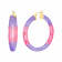 14K Yellow Gold Over Sterling Silver Painted Hoops in Purple and Pink