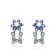 Sapphire Color CZ Flower Stud Earrings In Sterling Silver