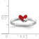 Rhodium Over Sterling Silver Red Enameled Double Heart Children's Ring