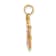 14K Tri-color Gold Textured LOVE with Doves Heart Charm