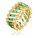 Emerald Color CZ Baguette Band Ring In 14K Gold Over Sterling Silver
