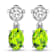 1.26ctw 14K White Gold Oval Green Peridot and White Diamond Halo Earrings