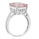 10x8mm Emerald Cut Rose Quartz Rhodium Over Sterling Silver Ring