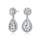 Pear Shape CZ Halo Drop Earrings In Sterling Silver