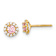 14k Yellow Gold Polished 5.35mm Pink and Clear Cubic Zirconia Stud Earrings