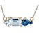 Aquamarine, Blue Topaz And Blue Diamond Necklace In Solid 14K Yellow
Gold 18 Inch 1.08ctw