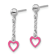 Sterling Silver Pink Enamel Heart Post Dangle Earrings