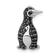 Rhodium Over 14k White Gold Black Diamond Penguin Chain Slide Pendant