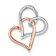 14K Two-tone Gold  Double Heart Diamond Chain Slide Pendant