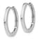 Rhodium Over 14k White Gold 11/16" Hinged Hoop Earrings