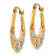 14k Yellow Gold and Rhodium Over 14k Yellow Gold 7/8" Flowers Hoop Earrings