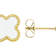 White Enamel Clover Gold-Tone Stud Earrings