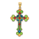 14k Yellow Gold Multi Color Enameled Cross Charm