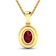 1.50ctw 14K Yellow Gold Ruby and White Diamond Pendant with 18 inch
Cable Chain