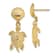14k Yellow Gold Textured Shell and Sea Turtle Dangle Earrings