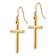 14k Yellow Gold Cross Dangle Earrings