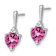 Rhodium Over 14K White Gold Lab Created Pink Sapphire and Diamond Heart Earrings