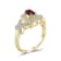 Red Ruby with White Diamond Accent 14K Gold Over Sterling Silver Ring 0.60ctw