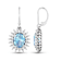 2.56ctw 14K White Gold Oval Aquamarine and White Diamond Halo Earrings