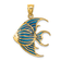 14k Yellow Gold with Blue Enameled Angelfish Charm