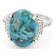 Oval Composite Turquoise Ring With CZ Accents In Rhodium Over Brass 0.39ctw