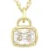 Diamond Simulant Cushion Pendant Necklace In 18K Gold Over Sterling Silver
