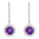 6mm Round Amethyst 1/3 ctw Diamond Rhodium Over Sterling Silver Halo
Dangle Earrings