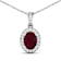 1.50ctw 14K White Gold Ruby and White Diamond Pendant with 18 inch Cable Chain