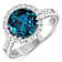 Round London Blue Topaz and Diamond 14K White Gold Halo Ring 3.44 ctw