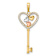 14K Tri-color Gold Diamond-Cut Hearts Key Pendant