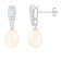 8-8½mm White Cultured Freshwater Pearl and Cubic Zirconia Rhodium Over
Sterling Silver Earrings