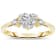 Lab-created Moissanite, 14k Gold Plated over Sterling Silver Heart and
Round Three-Stone Ring