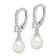 Rhodium Over Sterling Silver 7-8mm Freshwater Cultured Pearl and CZ
Leverback Dangle Earrings