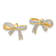 14K Yellow Gold and Rhodium Over 14K Gold Diamond Bow Post Earrings
