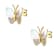 Mother-Of-Pearl And CZ Butterfly Stud Earrings In 14K Gold Over Brass