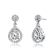 Pear Shape CZ Halo Drop Earrings In White Rhodium Over Brass