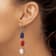 Sterling Silver Polished Red Coral, Crystal, White Jadeite, Lapis Dangle Earrings