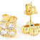 CZ Clover Stud Earrings In 18K Gold Over Sterling Silver