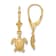 14k Yellow Gold 3D Polished and Textured Mini Sea Turtle Dangle Earrings