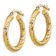 14k Yellow Gold Polished and Diamond-Cut 7/8" Round Hoop Earrings