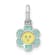 Rhodium Over Sterling Silver Blue and Yellow Enamel Flower Children's Pendant