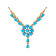 Turquoise Pear And Round Statement Necklace In 18K Gold Over Sterling Silver