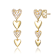 CZ Pave Double Heart Drop Earrings In 14K Gold Over Sterling Silver