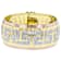 Tri-Color Greek Key Omega Bracelet In 18K Gold Over Bronze