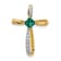 14k Yellow Gold and Rhodium Over 14k Yellow Gold Lab Created Emerald and
Diamond Cross Slide