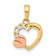 14K Two-tone Gold  Open Heart Cubic Zirconia Pendant