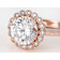 Round CZ Ring With Halo In 18K Rose Gold Over Sterling Silver